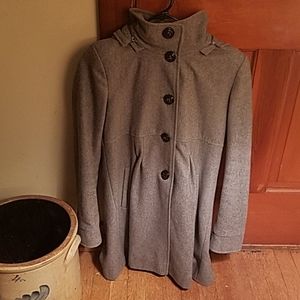 DKNY WOOL HOODED PEA COAT